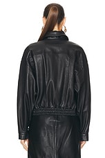 Saint Laurent Leather Bomber Jacket in Noir, view 4, click to view large image.