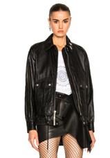 Saint Laurent Leather Bomber Jacket in Black in Black