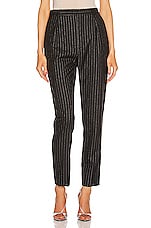 Saint Laurent Striped Tailored Pant in Black & Silver, view 1, click to view large image.
