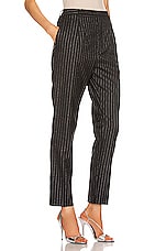 Saint Laurent Striped Tailored Pant in Black & Silver, view 2, click to view large image.