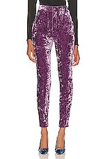 Saint Laurent Velour Pants in Lilas, view 1, click to view large image.