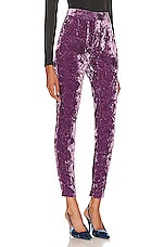 Saint Laurent Velour Pants in Lilas, view 2, click to view large image.