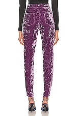 Saint Laurent Velour Pants in Lilas, view 3, click to view large image.