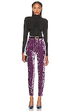 Saint Laurent Velour Pants in Lilas, view 4, click to view large image.