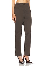 Saint Laurent Bootcut Pant in Dark Brown, view 2, click to view large image.
