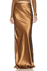 Saint Laurent Silk Maxi Skirt in Beige, view 1, click to view large image.