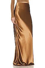 Saint Laurent Silk Maxi Skirt in Beige, view 2, click to view large image.