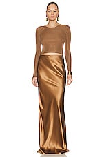 Saint Laurent Silk Maxi Skirt in Beige, view 4, click to view large image.