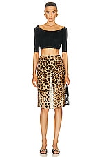 Saint Laurent Midi Skirt in Leopard, view 4, click to view large image.