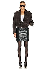 Saint Laurent Leather Skirt in Black, view 4, click to view large image.