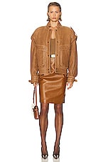 Saint Laurent Leather Skirt in Marron Glace, view 4, click to view large image.