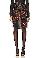 Saint Laurent Floral Skirt in Noir Multicolor, view 1, click to view large image.