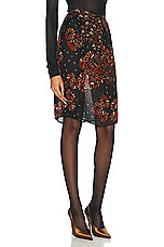 Saint Laurent Floral Skirt in Noir Multicolor, view 2, click to view large image.