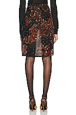 Saint Laurent Floral Skirt in Noir Multicolor, view 3, click to view large image.