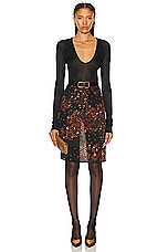 Saint Laurent Floral Skirt in Noir Multicolor, view 4, click to view large image.
