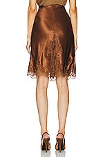Saint Laurent Satin Lace Skirt in Caramel, view 3, click to view large image.