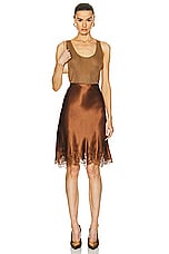 Saint Laurent Satin Lace Skirt in Caramel, view 4, click to view large image.