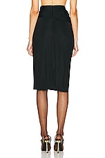 Saint Laurent Jersey Ruched Midi Skirt in Noir, view 4, click to view large image.