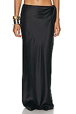 Saint Laurent Satin Maxi Skirt in Noir, view 1, click to view large image.