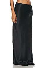 Saint Laurent Satin Maxi Skirt in Noir, view 2, click to view large image.