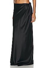Saint Laurent Satin Maxi Skirt in Noir, view 3, click to view large image.