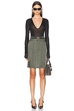Saint Laurent Twill Skirt in Kaki, view 4, click to view large image.