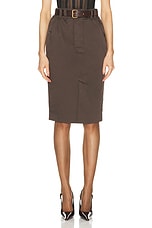 Saint Laurent Pencil Skirt in Dark Brown, view 1, click to view large image.