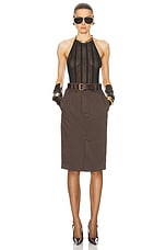 Saint Laurent Pencil Skirt in Dark Brown, view 4, click to view large image.