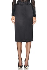 Saint Laurent Satin Pencil Skirt in Noir, view 1, click to view large image.