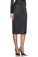 Saint Laurent Satin Pencil Skirt in Noir, view 2, click to view large image.