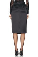 Saint Laurent Satin Pencil Skirt in Noir, view 3, click to view large image.