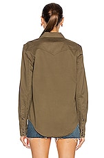 Saint Laurent Classic Western Shirt in Khaki Stonewash, view 3, click to view large image.