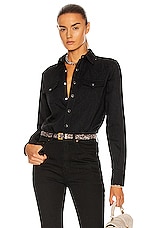 Saint Laurent Denim Shirt in Black Rinse, view 1, click to view large image.