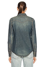 Saint Laurent Classic Western Shirt in Deep Vintage Blue, view 3, click to view large image.