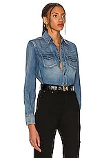 Saint Laurent Classic Western Shirt in Japanese Lake Blue, view 2, click to view large image.