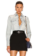 Saint Laurent Classic Western Shirt in Dusty Sky Blue, view 1, click to view large image.