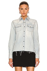 Saint Laurent Classic Western Shirt in Dusty Sky Blue, view 2, click to view large image.