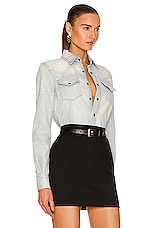 Saint Laurent Classic Western Shirt in Dusty Sky Blue, view 3, click to view large image.