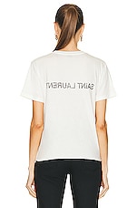 Saint Laurent Reverse Logo T-Shirt in Naturel & Noir, view 3, click to view large image.