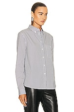 Saint Laurent Long Sleeve Button Down Shirt in Blanc Encre, view 2, click to view large image.