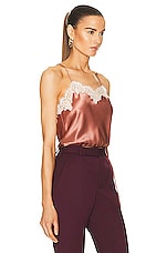 Saint Laurent Cropped Lace Top in Terracotta, view 2, click to view large image.