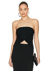 Saint Laurent Ruched Bustier Top in Noir, view 1, click to view large image.