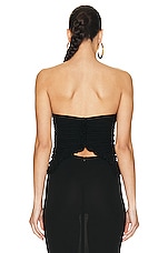 Saint Laurent Ruched Bustier Top in Noir, view 3, click to view large image.