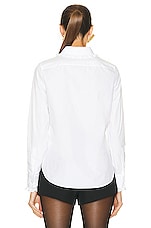 Saint Laurent Ruffle Long Sleeve Shirt in Blanc, view 3, click to view large image.