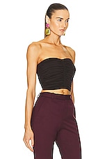 Saint Laurent Ruched Sleeveless Top in Dark Brown, view 2, click to view large image.