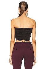 Saint Laurent Ruched Sleeveless Top in Dark Brown, view 3, click to view large image.