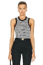 Saint Laurent Jersey Tank Top in Noir & Natural | FWRD