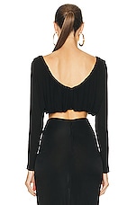 Saint Laurent Draped V-neck Top in Noir, view 3, click to view large image.