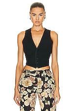 Saint Laurent Cropped Vest in Nero, view 1, click to view large image.
