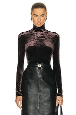 Saint Laurent Long Sleeve Turtleneck Top in Chocolate, view 1, click to view large image.